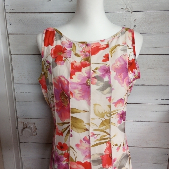 Z Studio Sleeveless, Women's 8P Sheer Slip Lined Floral A Line Spring Dress - Picture 2 of 12